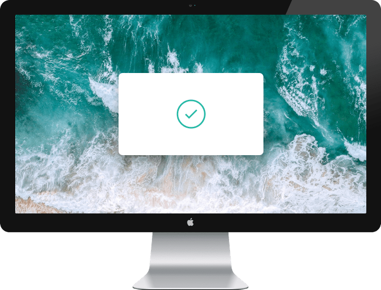 iMac displaying a checkmark